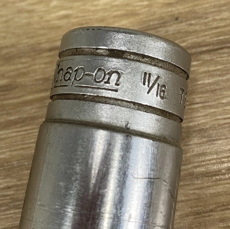 Vintage Snap-On 1/2” Drive 6-Point 11/16” SAE Deep Socket Marked TS-221