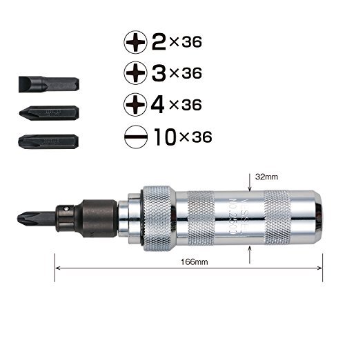 Vessel Manual Impact Driver Set 5/16 Hex Bits 1/2 Drive Phillips Flat 250001 NEW