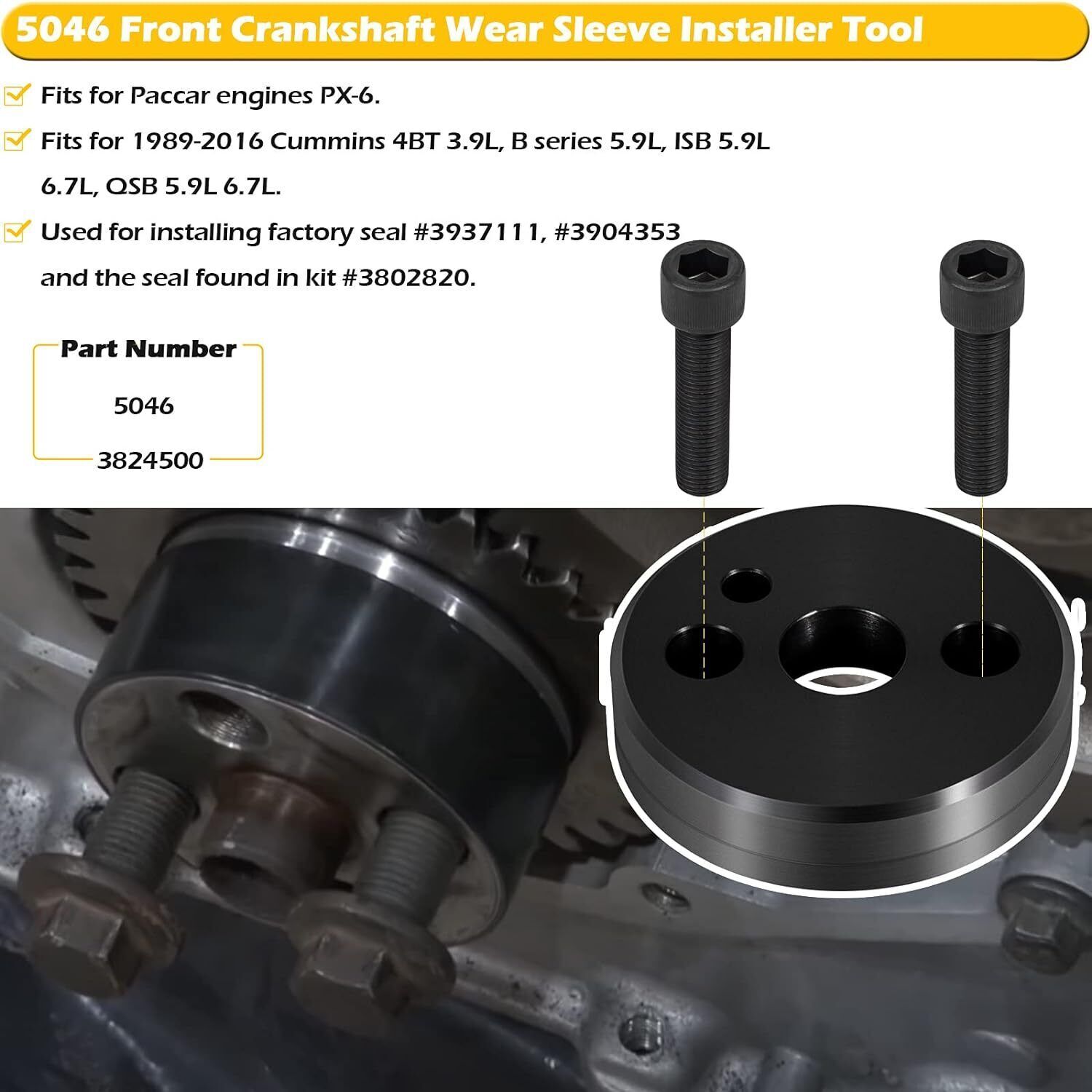 For Cummins Front & Rear Crankshaft Seal Remover Installer Tools 3.9L 5.9L 6.7L