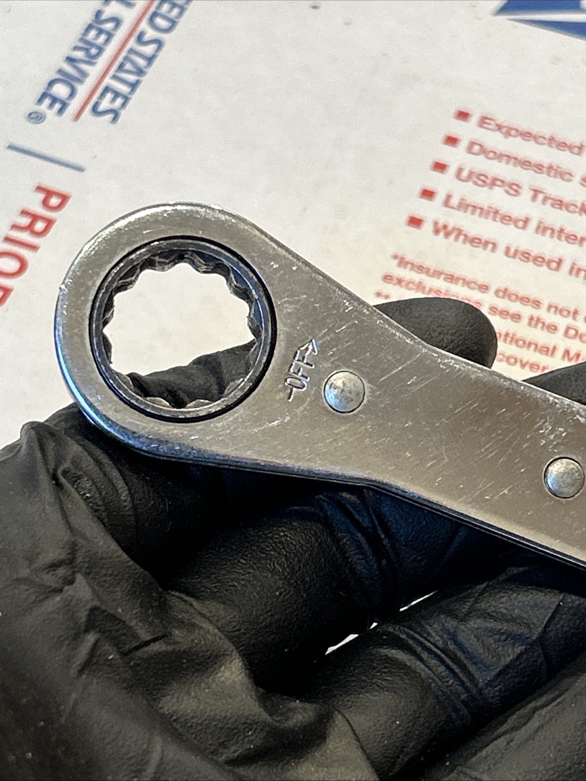 Snap On RBM1719C 17mm 19mm Ratcheting Double Box End Wrench