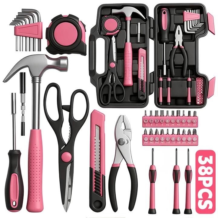 38pcs Pink Tool Kit | Auto Repair Socket And Socket Wrench Set
