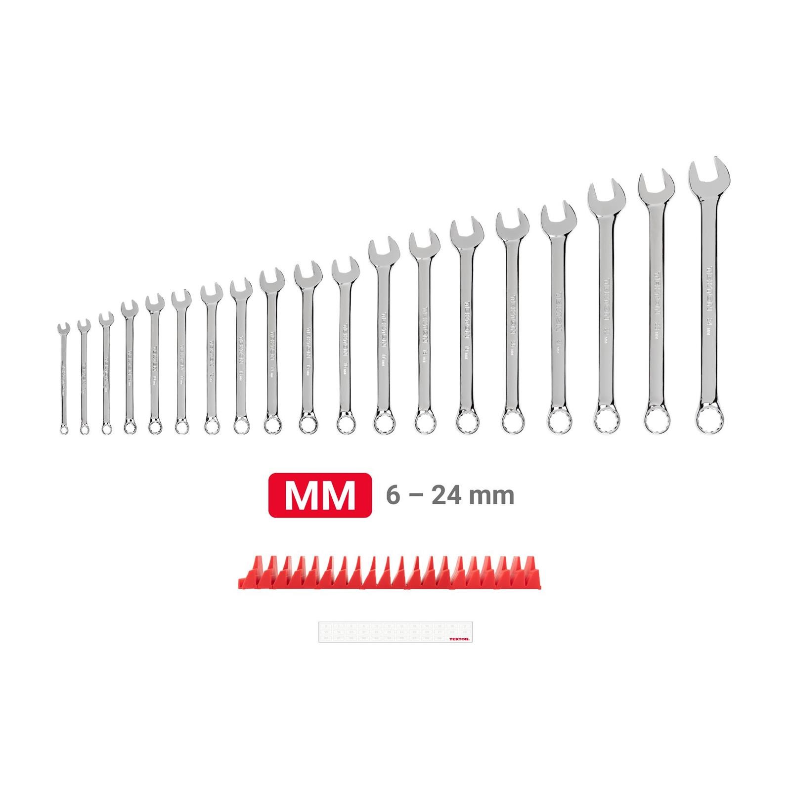 Tekton WCB95202 Combination Wrench Set, 19-Piece
