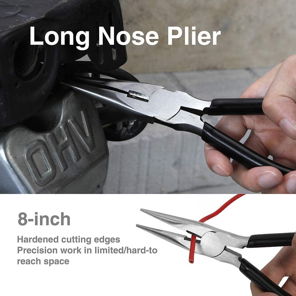 Pliers Set, Hand Tools for Precision, Set of 4, Black and Silver
