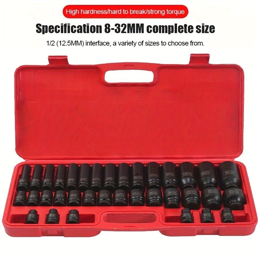 35 Impact Socket Set. 35-piece 1/2-inch professional pneumatic socket set