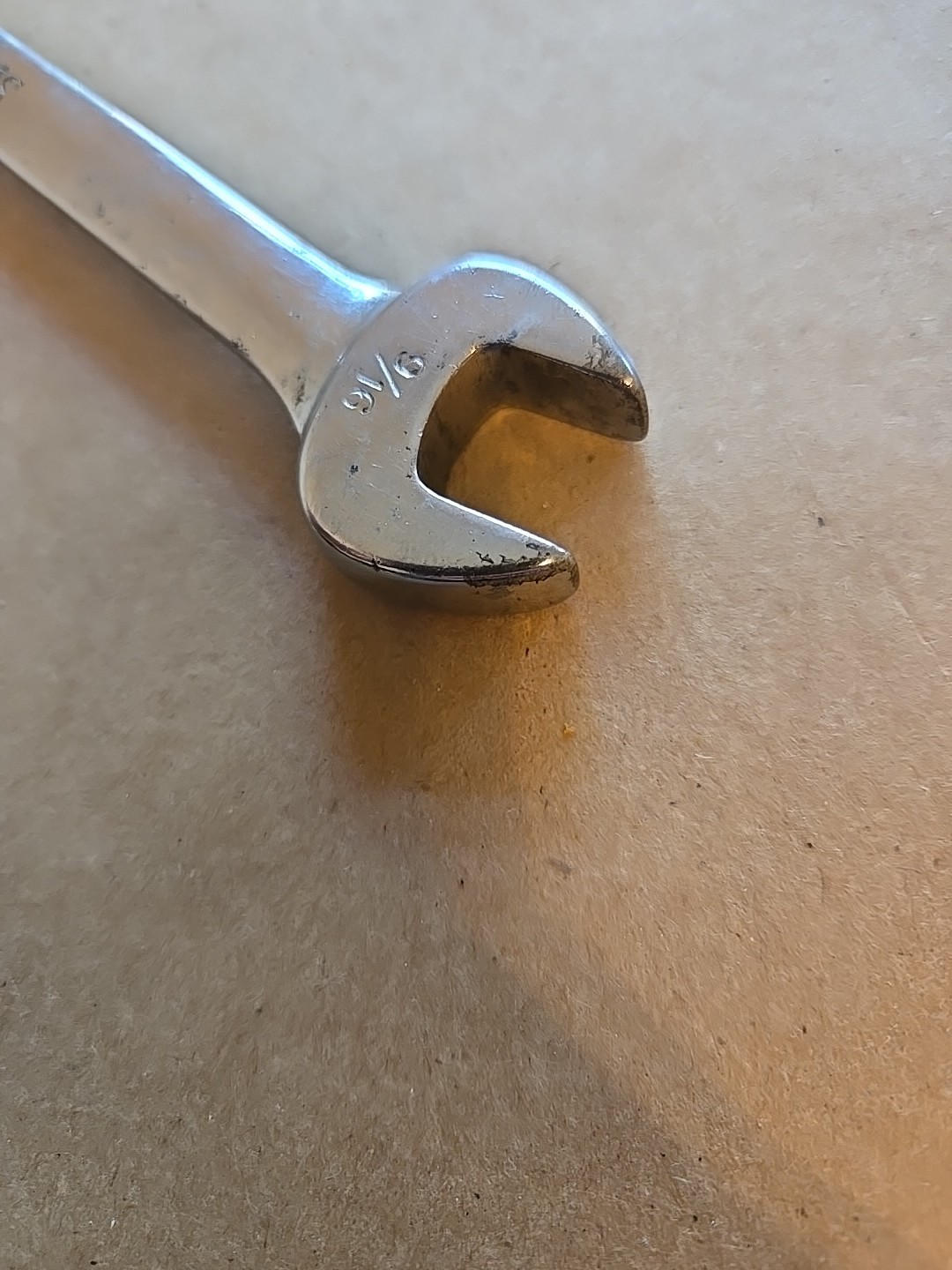Snap On 9/16″ 6PT SAE Chrome Open/Flare Nut End Combination Wrench RXS18