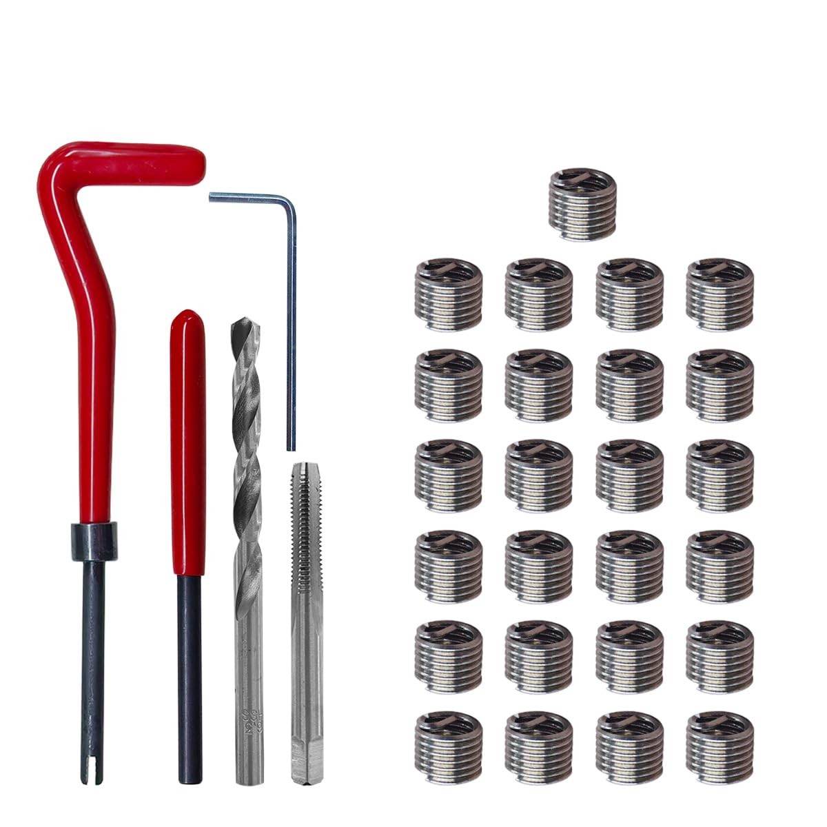 30PCS M6 x 1.0mm Thread Repair Insert Kit, Metric Helicoil Kit Compatible Hand