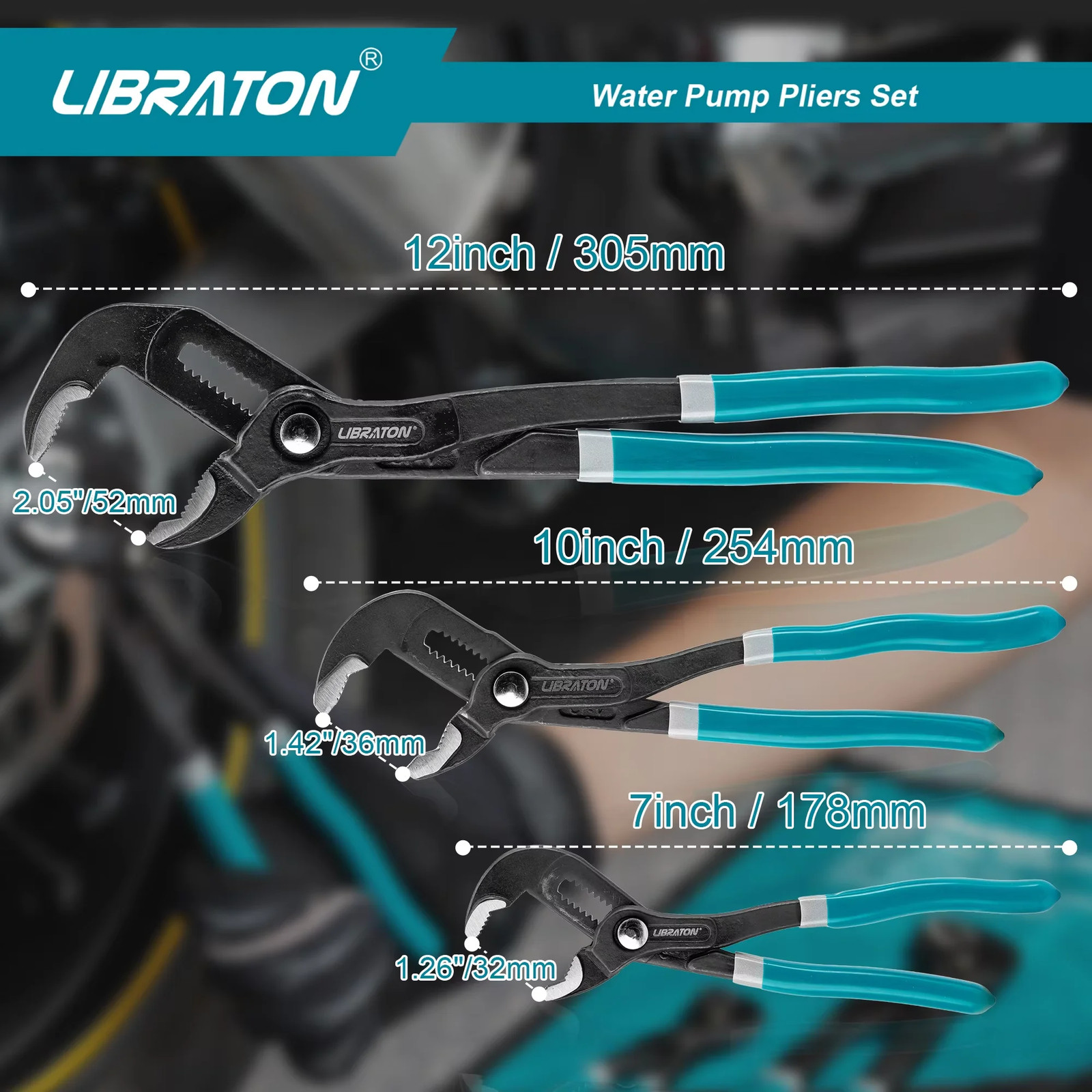 7/10/12 Inch Water Pump Pliers Quick-Release Water Pipe Pliers Adjustable