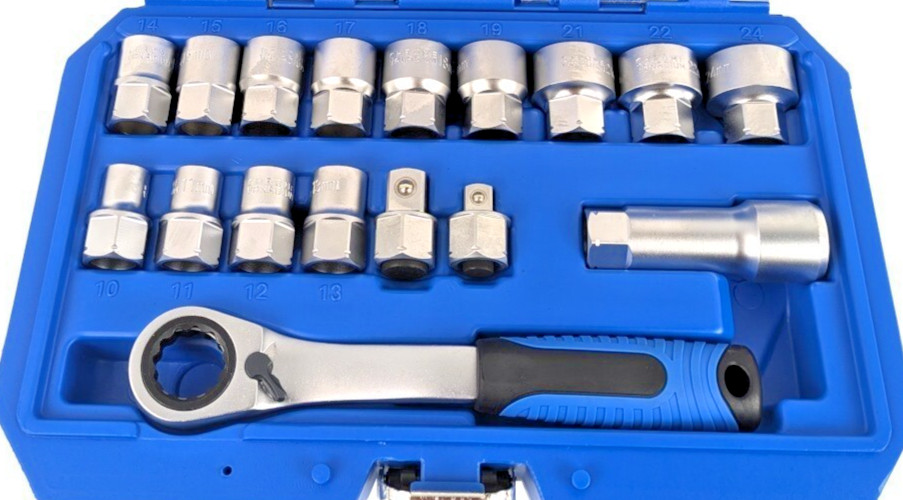 17-PC Metric 3/8″ and 1/2″ Driver GO THROUGH Pass-go-thru Socket Ratcheting SET