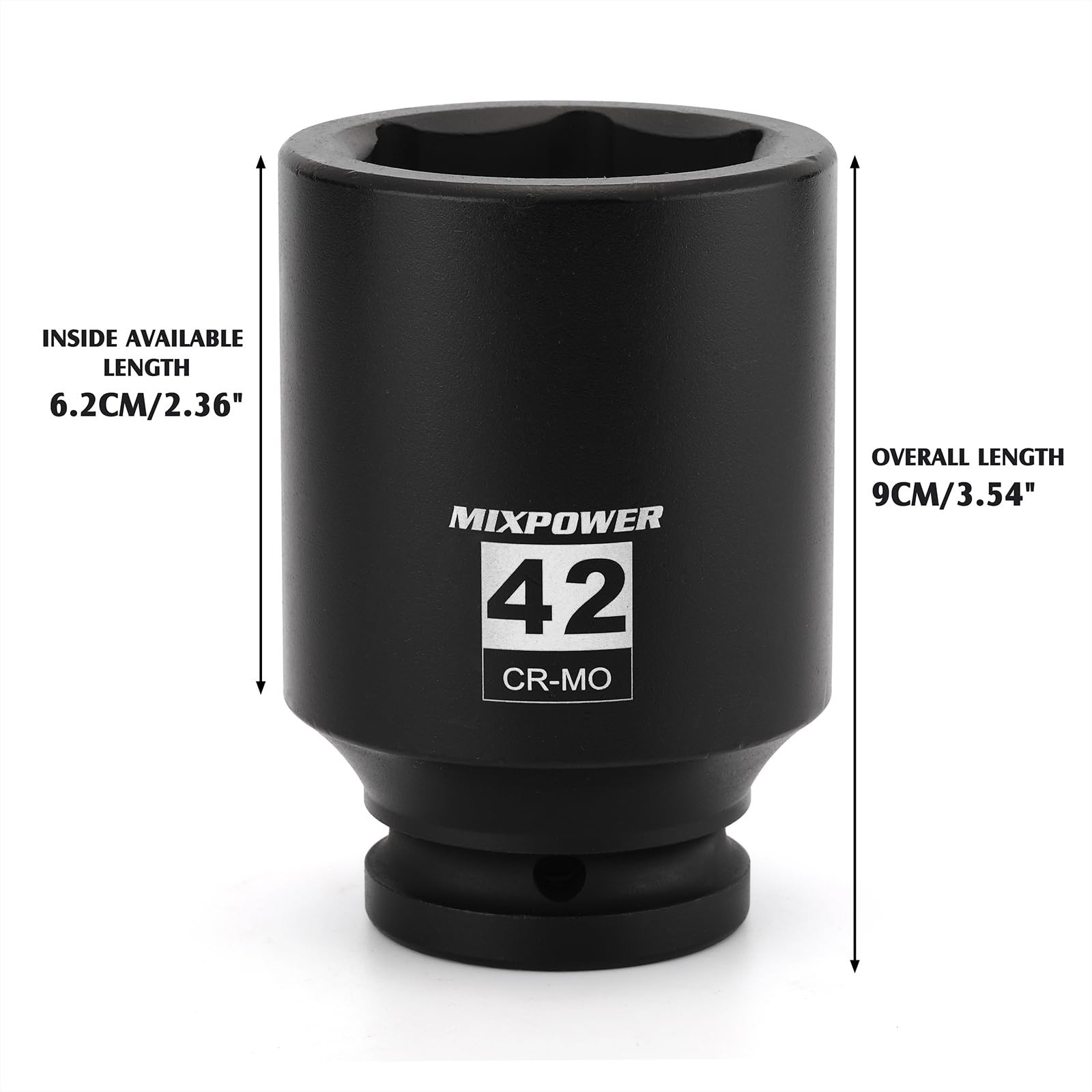 42mm 3/4″ Drive Deep Impact Socket – CR-MO, Metric 6 Point, Axle Nut Tool