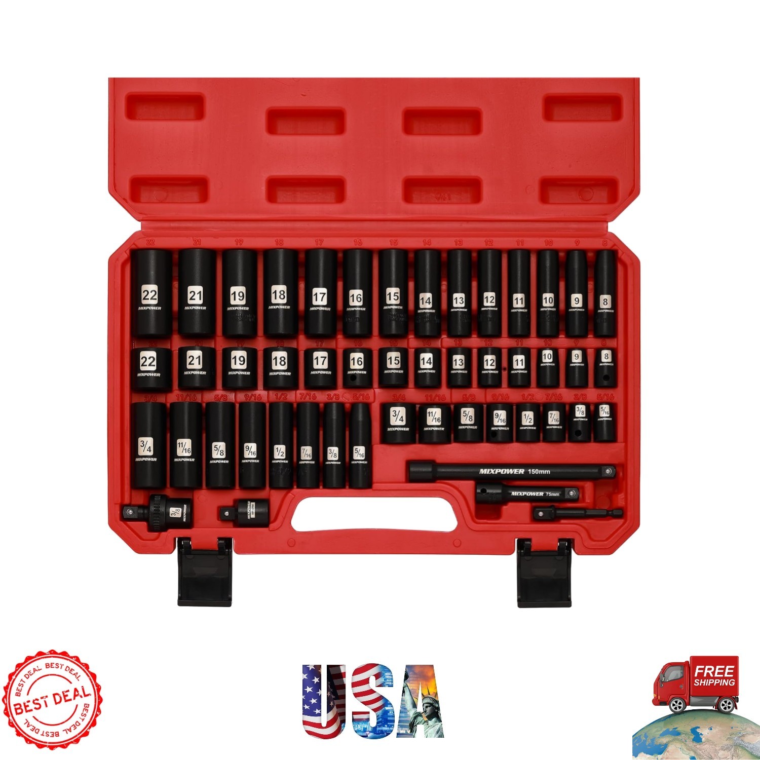 Comprehensive 49-Piece 3/8″ Drive Impact Socket Set for Mechanics & DIY Projects