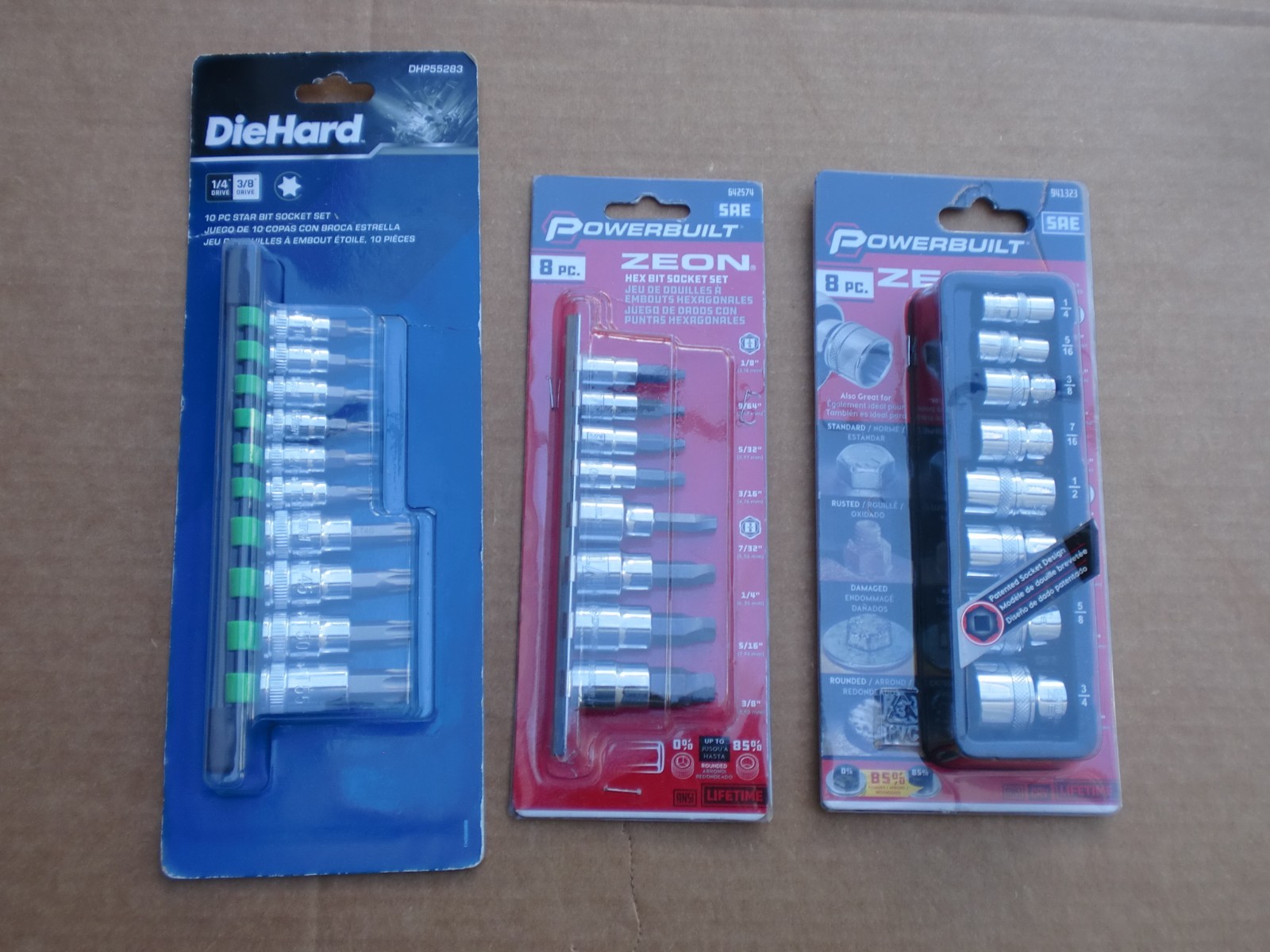 DieHard 1/4″ & 3/8″ star bit DHP55283 & Powerbuilt Socket Set 941323, hex 642574