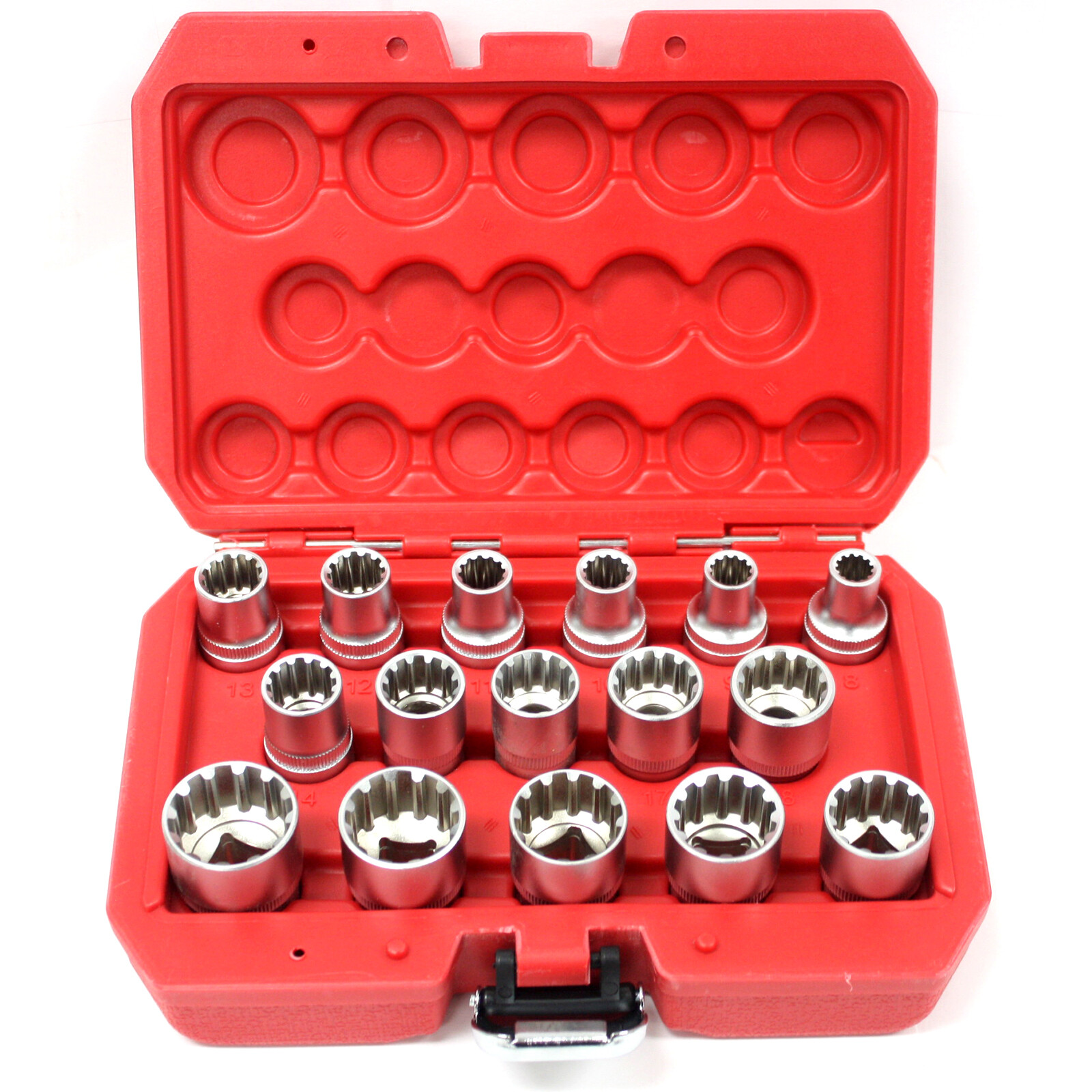 16pc 1/2″ Dr. Spline Gear Wall Rounded Socket Set 8 – 24mm Metric