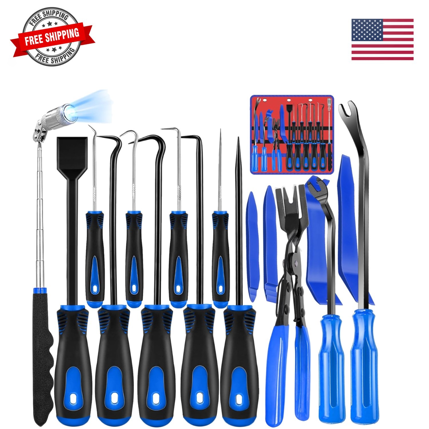 17 Pcs Hook and Pick Set Auto Trim Removal Tool Kit,Clip Plier Remover Tool G…