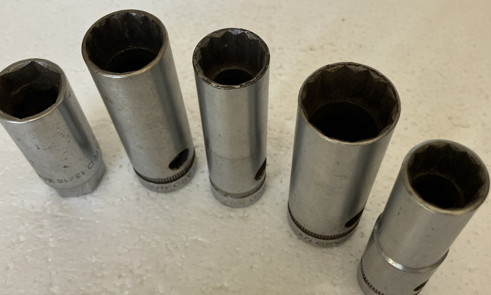 wizard 1/2 inch drive sockets. Lot Of 11 Wizard Sockets 6 Deep well, 5 Regular