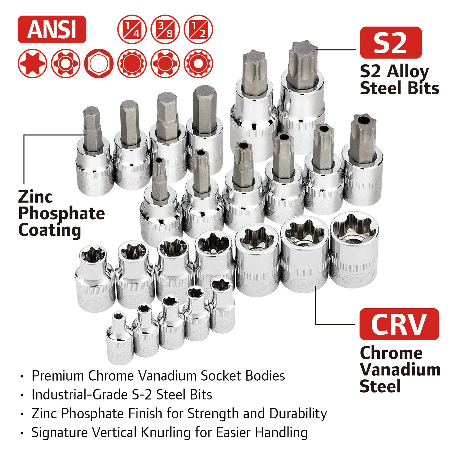 Ingersoll Rand 66 Piece Master Torx and Specialty Bit Socket Set – 752003