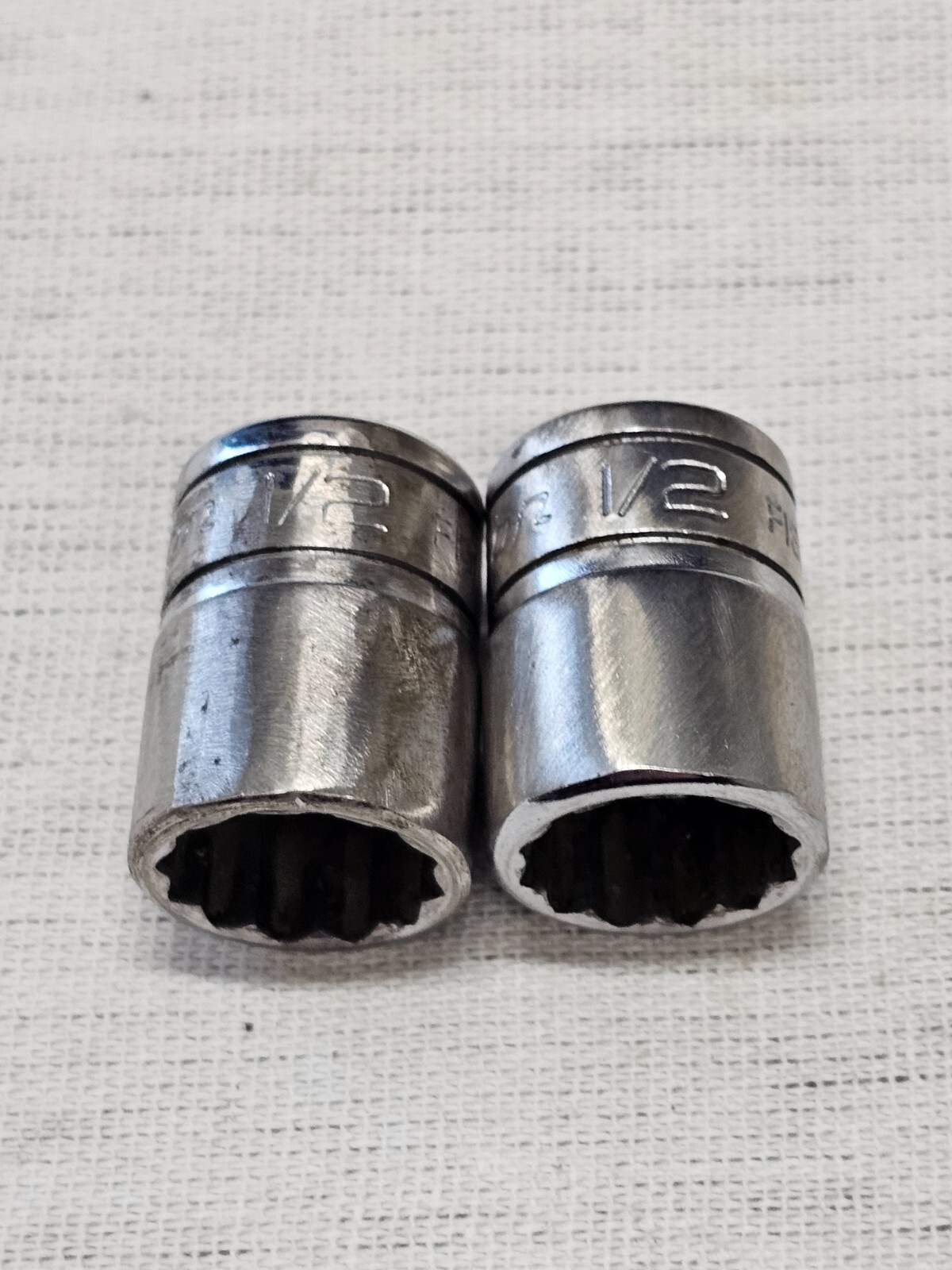 2 Snap-on 1/2″ Standard Shallow Socket Sae 12 Point 3/8″ Drive F161 USA