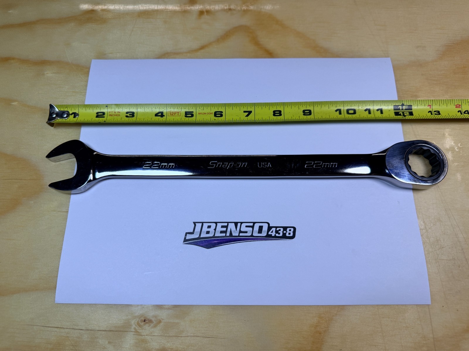 Snap-on Tools NEW 22mm Metric 0° Non-Reversing Ratcheting Combo Wrench OXRM22A