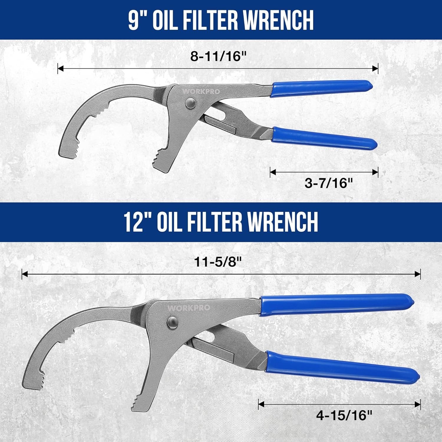 Oil Filter Wrench Set Carbon Steel Adjustable 9 & 12 Inch Auto Truck Tools