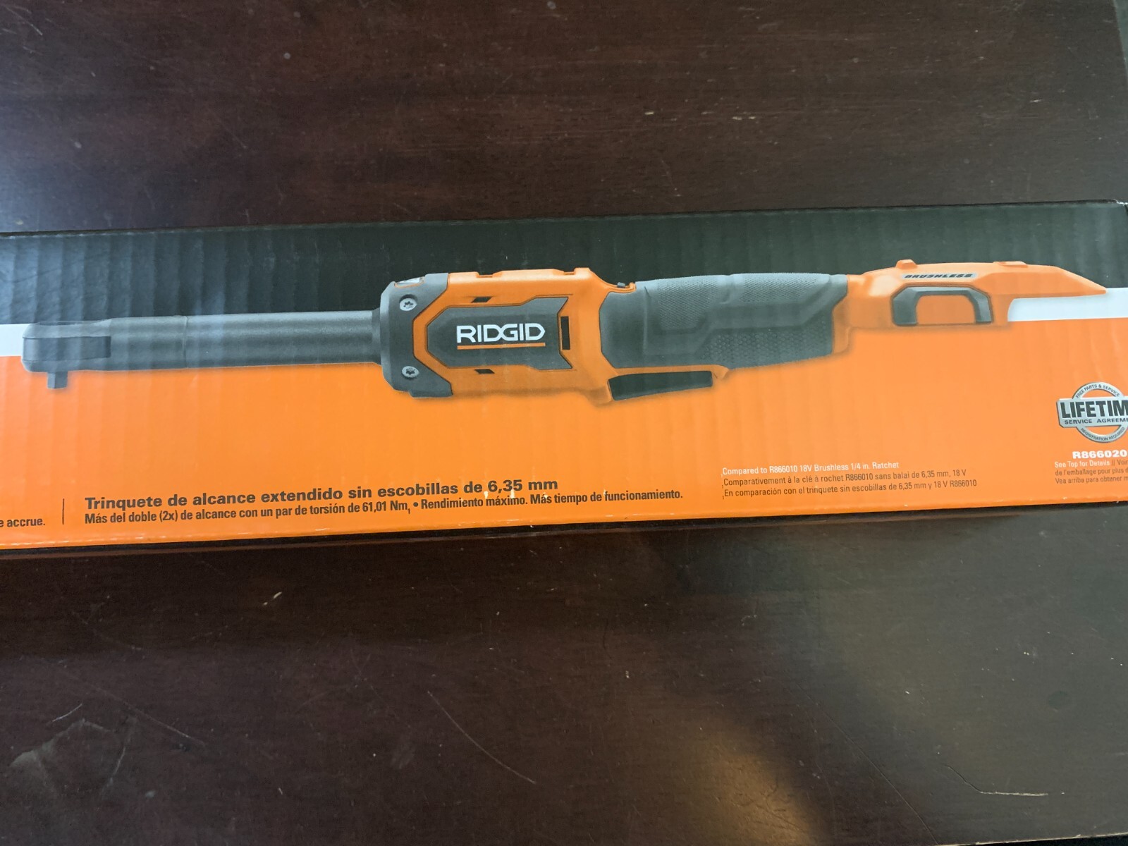 18V Brushless 1/4″ EXTENDED REACH RATCHET Tool Only 45ft-lb torq Ridgid R866020B