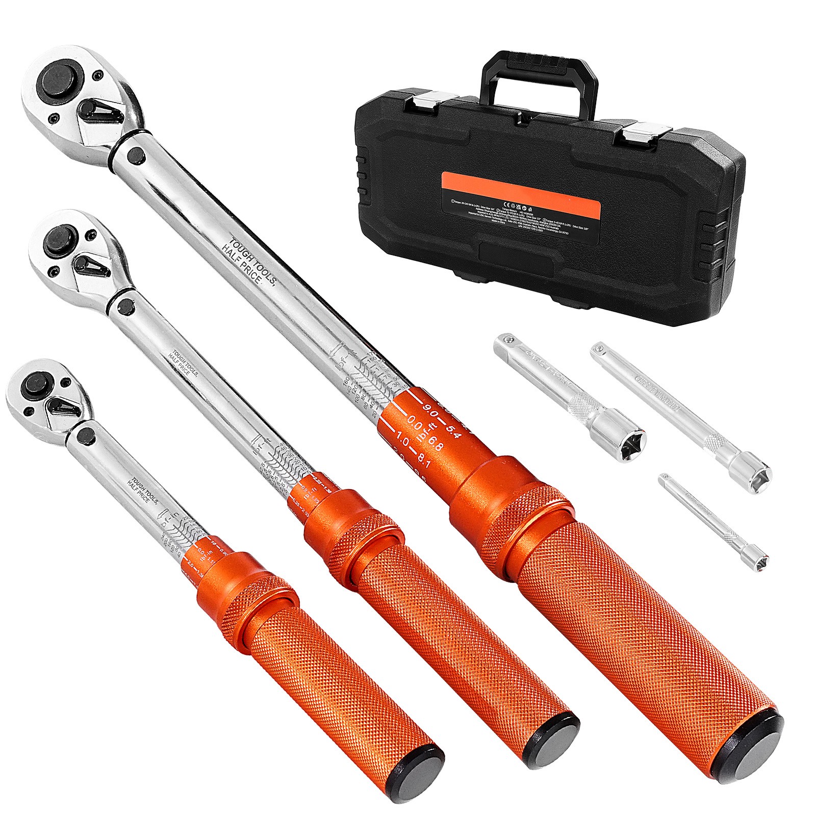 Uimoso Torque Wrench Set 3 Sizes 1/4 3/8 1/2 Inch Drive Dual-Direction 72-Tooth