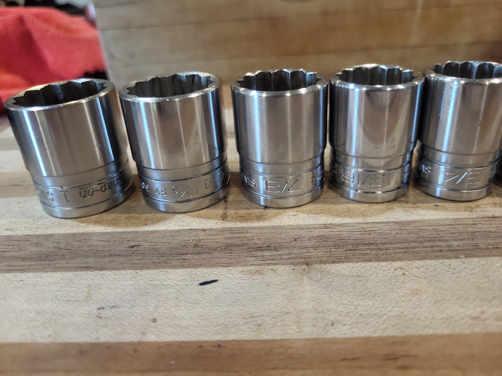 Snap On 10 Pc. 1/2″ Drive 12 Pt SAE Shallow Socket Set 7/16″-1″ SW 141-SW321