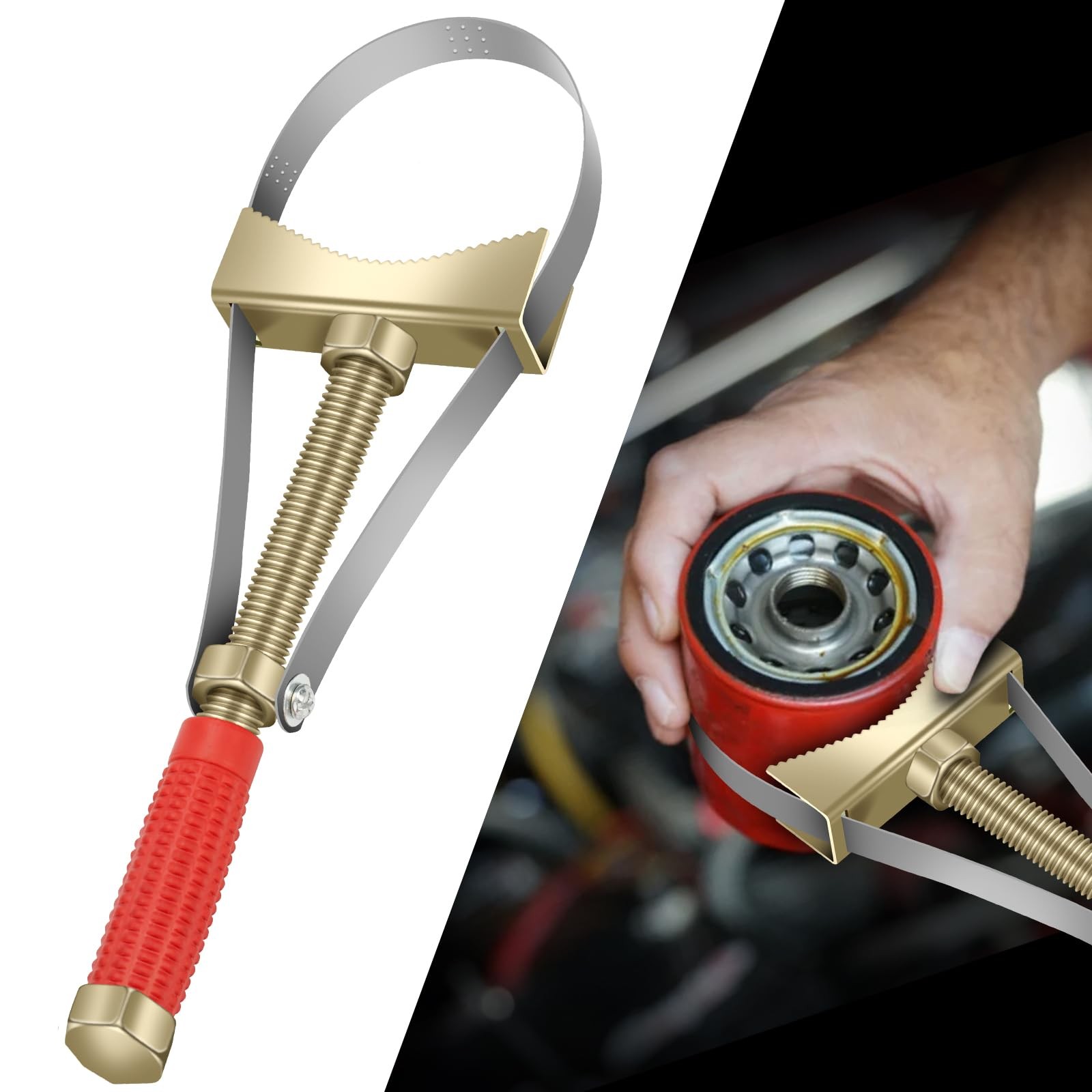 Adjustable Heavy Oil Filter Wrench for Trucks and Excavators, 9-15 cm Diameter