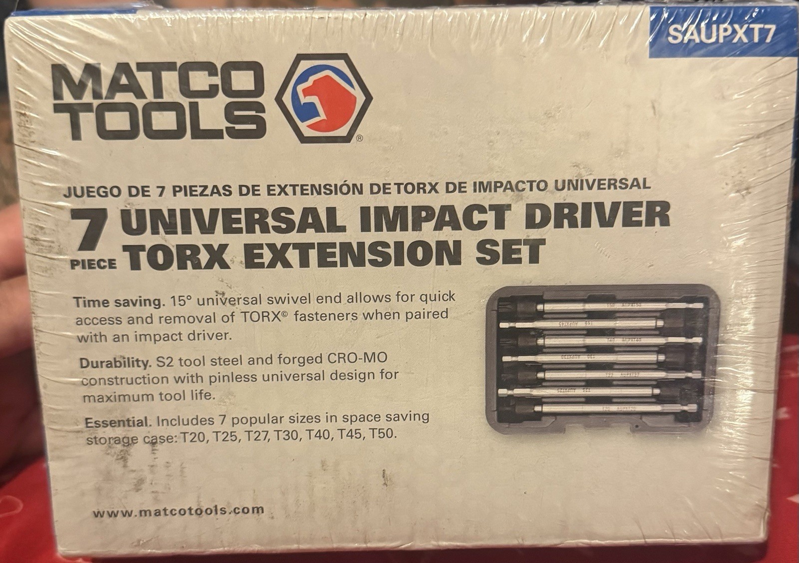 Matco Tool Set SAUPXT7 7 Piece Universal Impact Driver Torx Extension Set
