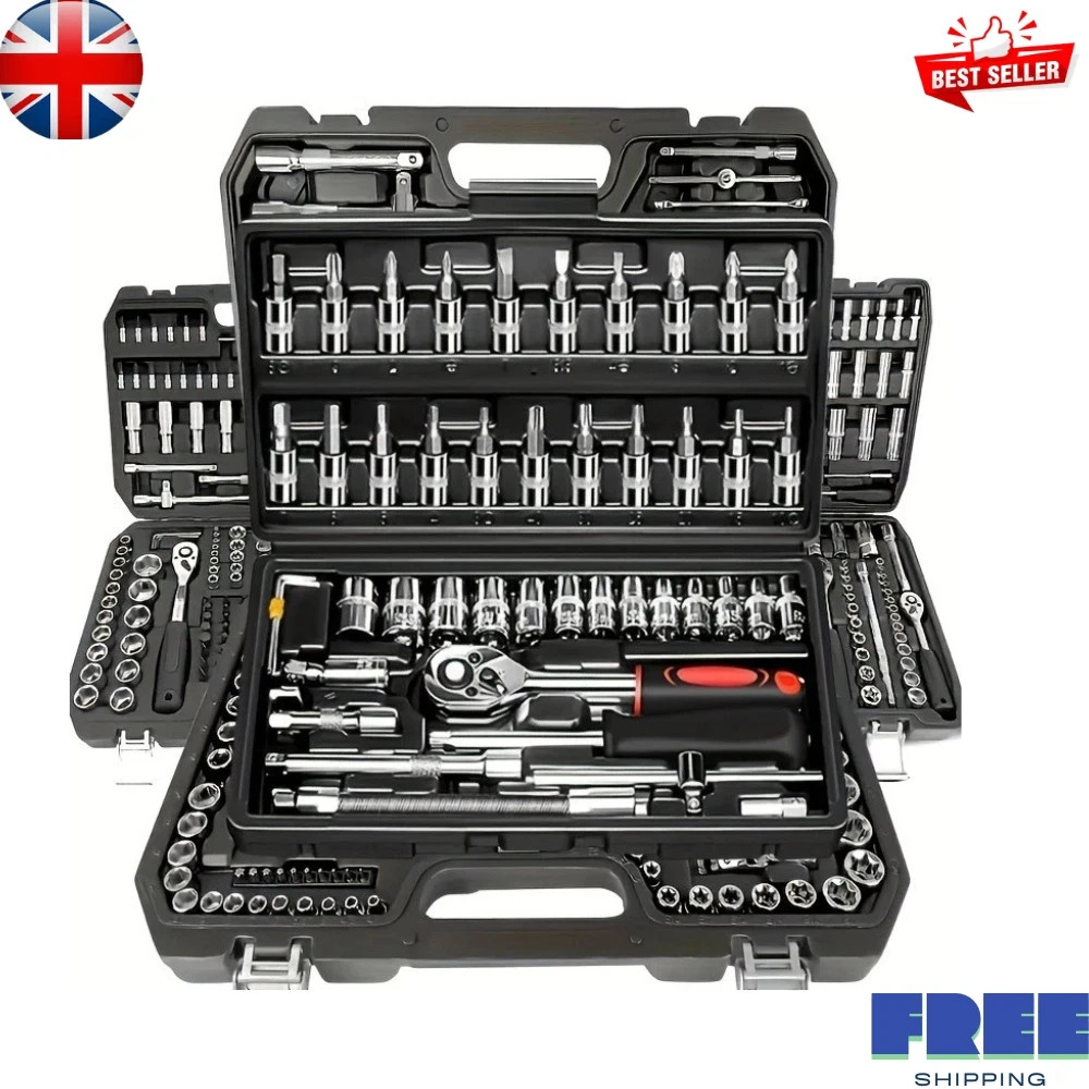 46pcs 1/4″ Heavy-Duty Socket Set With Quick-Release Ratchet, Screwdriver Kit