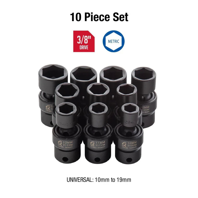 Sunex Tools 3657 10 Piece 3/8″ Drive Swivel Impact Socket Set 10-19MM Brand New!