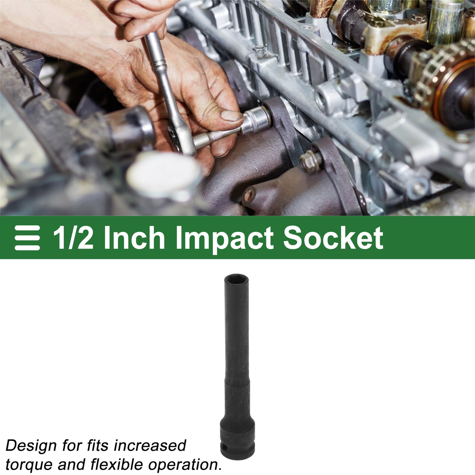 Universal 1/2 Inch Drive Impact Socket 10mm 6 Point Alloy Steel Black 1 Pcs