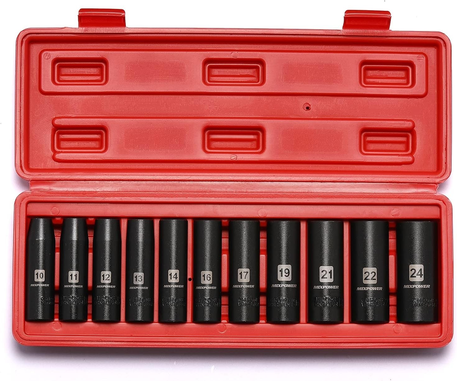 11-Piece 1/2″ Drive Deep Impact Socket Set, CR-V, Metric