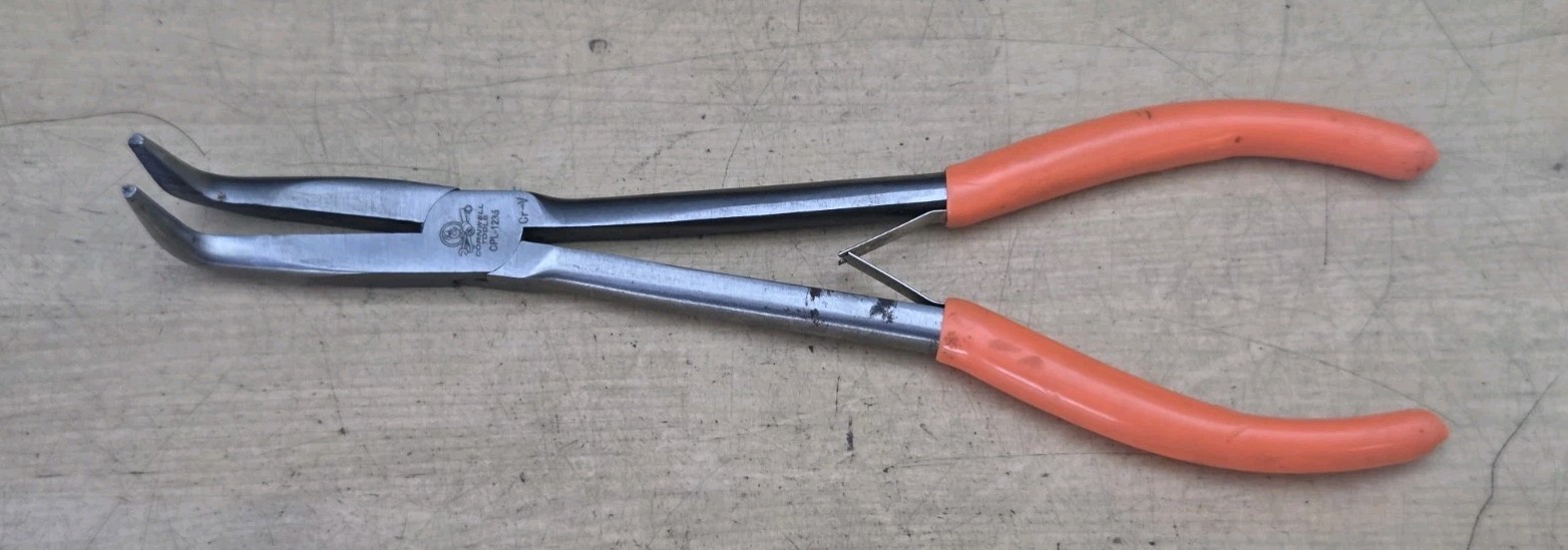 Cornwell Tools CPL1235-10″ Long 90° Bent Tip Orange Soft Grip Needle Nose Pliers