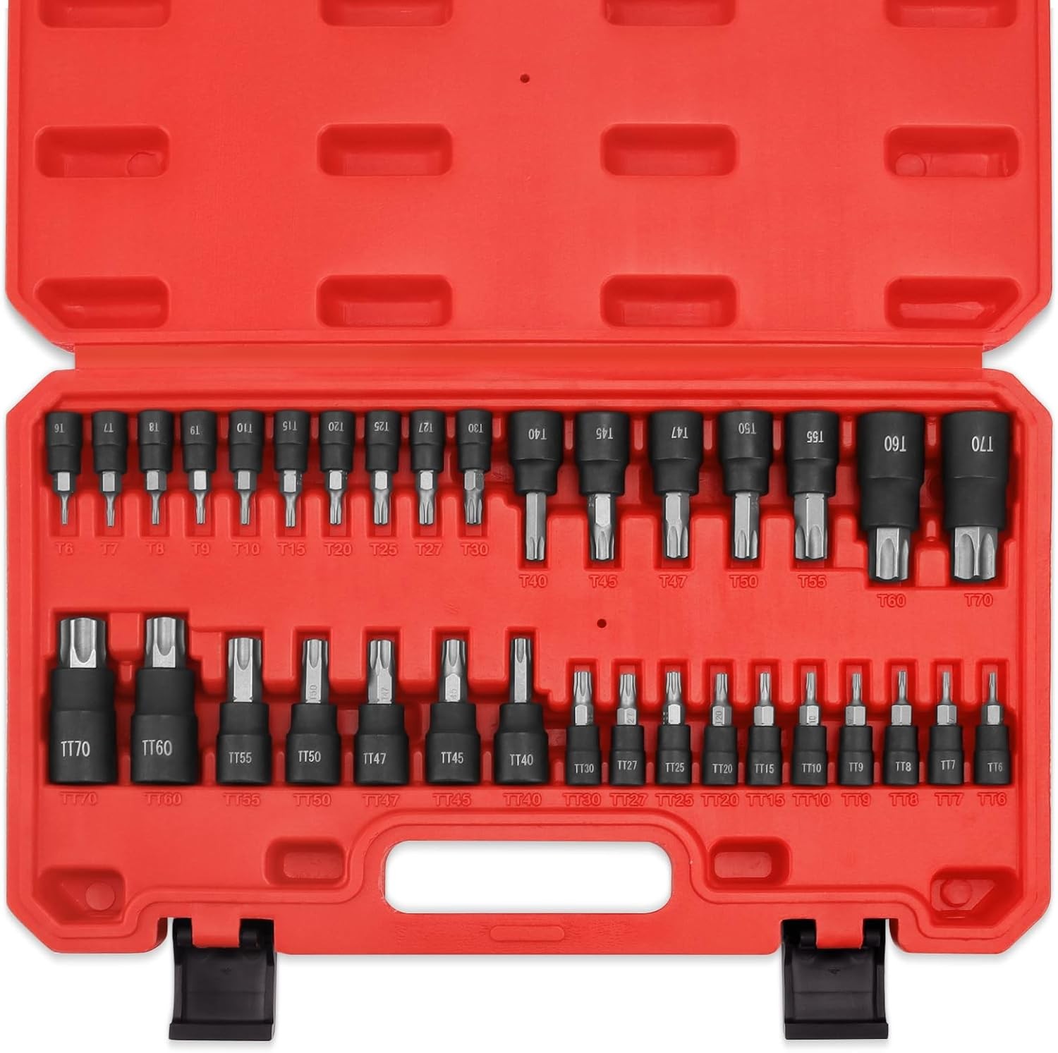 34-Piece Torx Bit Socket Set, 1/4″, 3/8″ and 1/2″ Drive T6-T70 Full Size