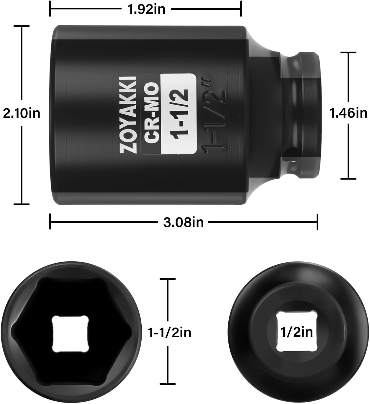 Corrosion-Resistant 1-1/2″ Deep Impact Socket – Professional-Grade Performance