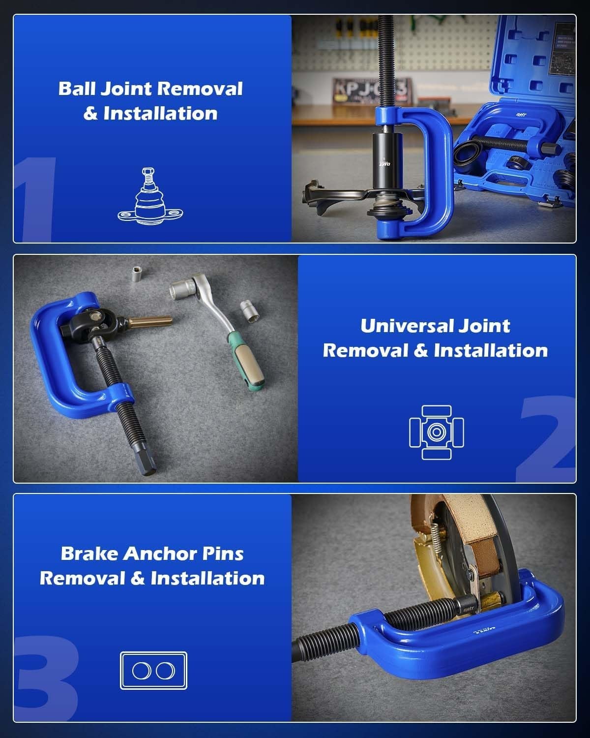 Heavy Duty Ball Joint Removal Tool Kit with 4×4 Adapters for Cars Trucks