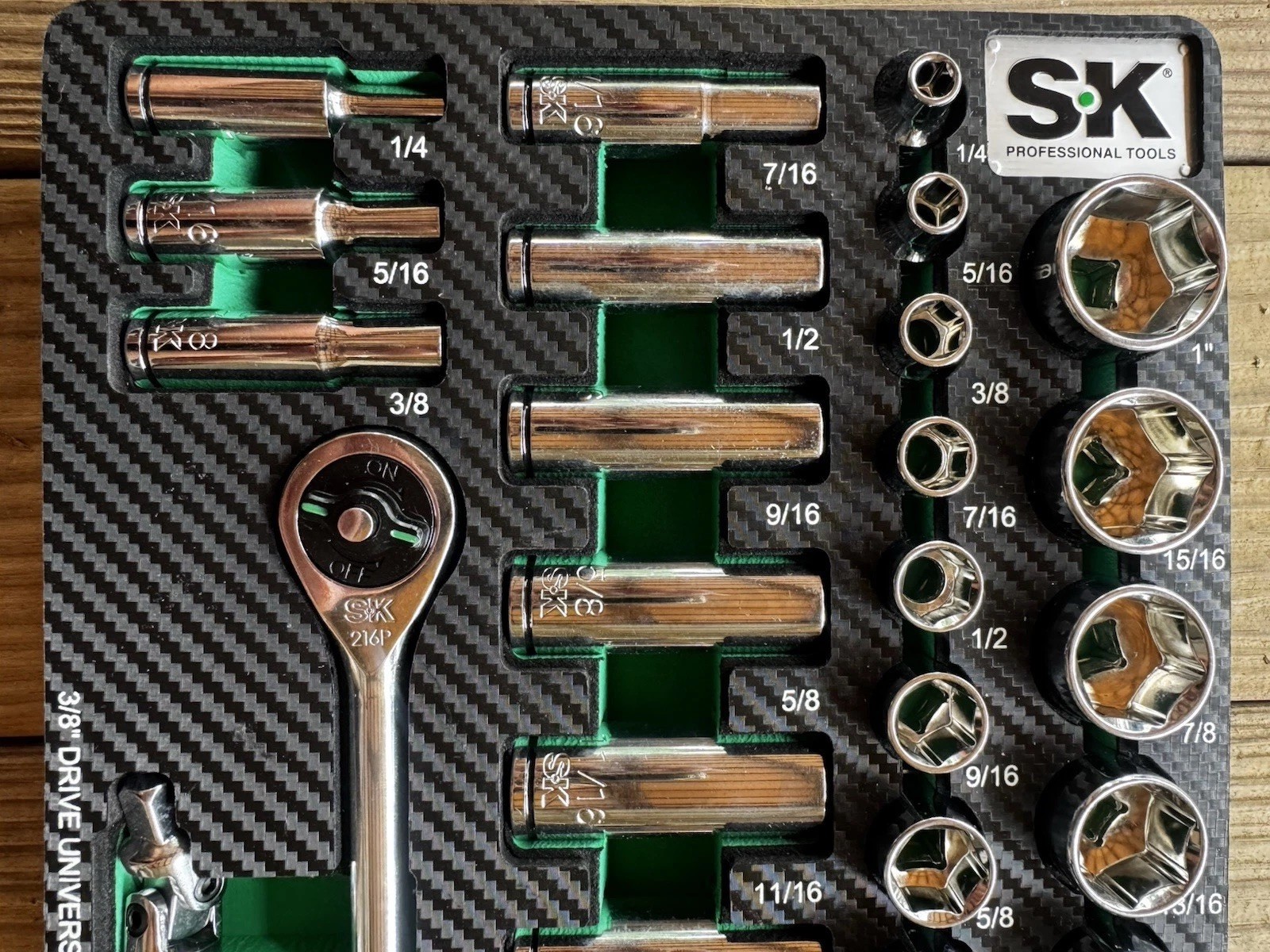 SK Professional Tools 3/8 In. Drive Ratchet 29 Piece Set with Case