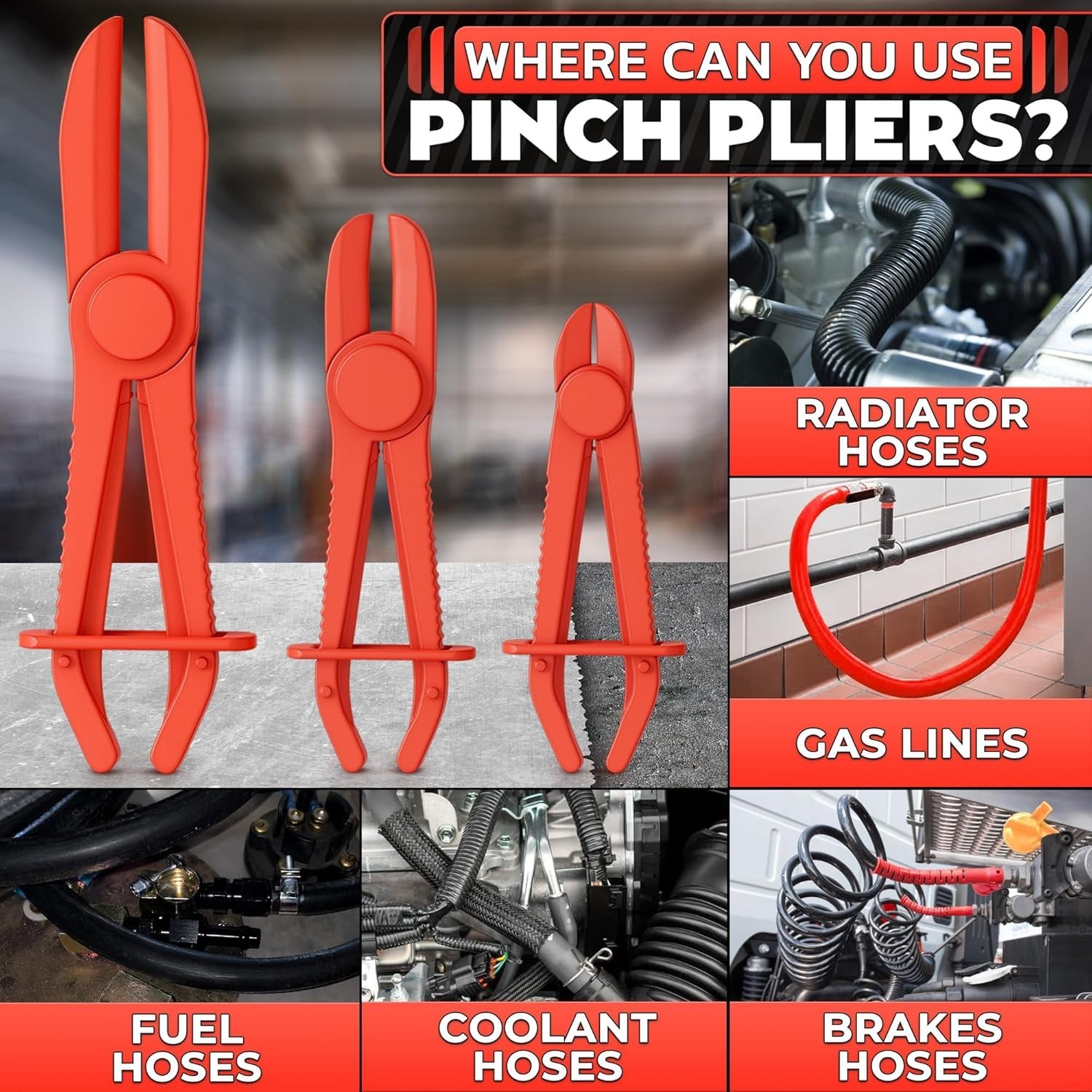 Brand New Hose Pinch Off Pliers Set – 6Pcs, Red, Ergonomic, Non-Conductive