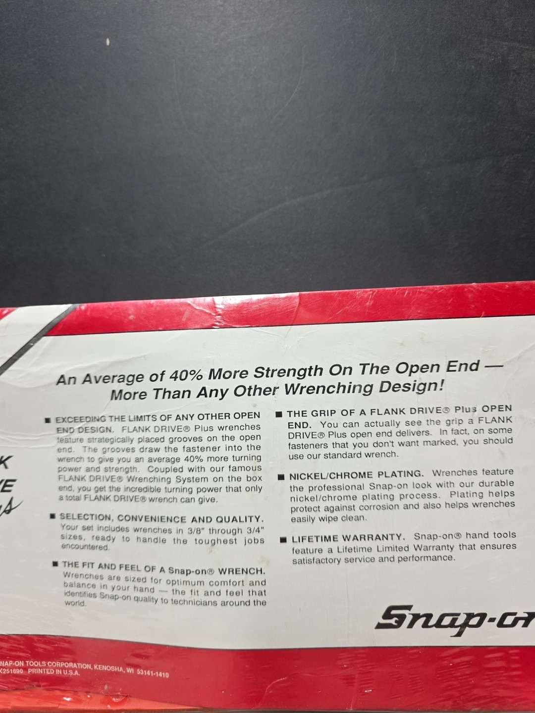 Snap on New Drive Flank SOEX707 Combination Wrench Set 3/8″-3/4″ Package Set