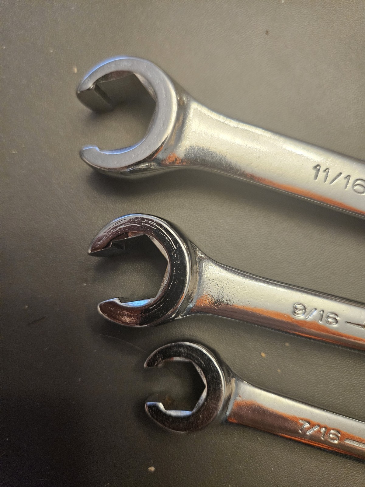 Lot Of 3 Vintage Armstrong Flare Nut Wrenches, 7/16 x 3/8, 9/16 X 1/2, 11/16×5/8