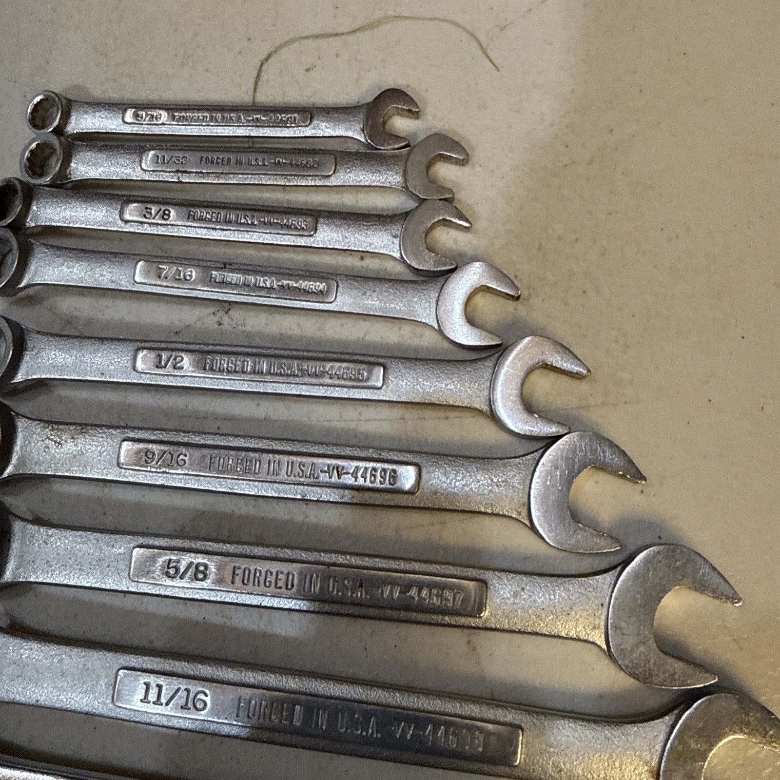 USA Made Craftsman 10 piece SAE Combination Wrench Set -VV- 7/8” To 5/16”