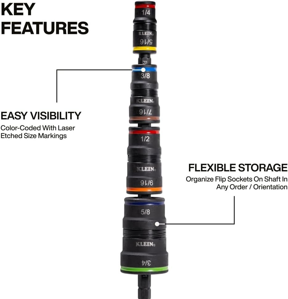 Professional-Grade 9-in-1 SAE Flip Socket Set with Durable Magnet & Holder