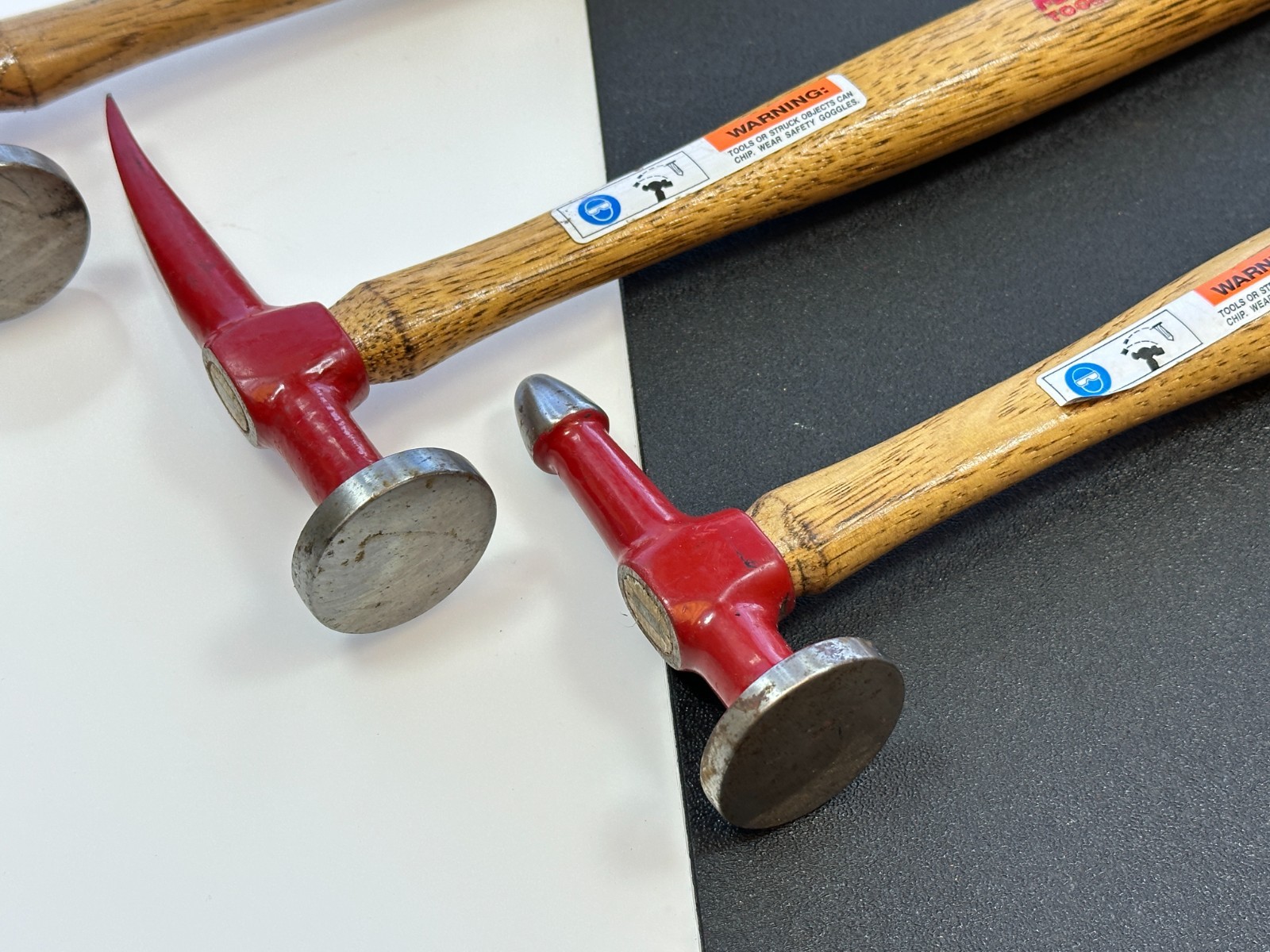 MAC Tools USA 3pc Red / Wood Handle Auto Body Hammer Mallet Set Lot, BTH Series