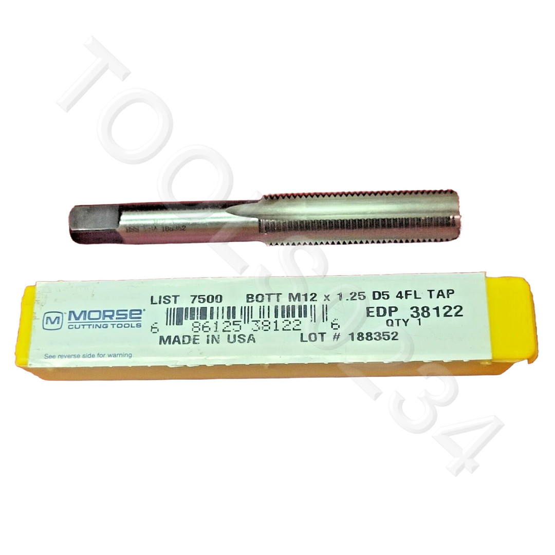 M12 X 1.25 12MM Bottom Hand Tap Morse MT3838122 RH HSS USA D5 Metric 4 Flute
