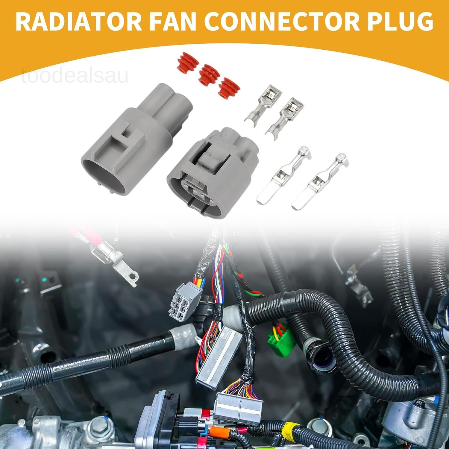 2 Pin Radiator Fan Connector Plug – Car Male Female Wire Terminal Connect- 1 Set