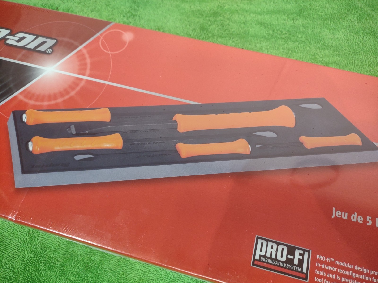 NEW!! Snap On 5-pc orange Striking Prybar & Demolition Chisel Foam Set SPBSDC705