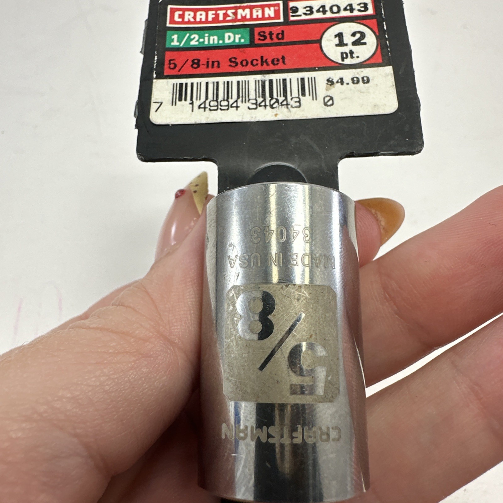 Craftsman 5/8 inch Easy Read Socket 12 pt. 1/2 inch Pt. drive 34043 New NOS