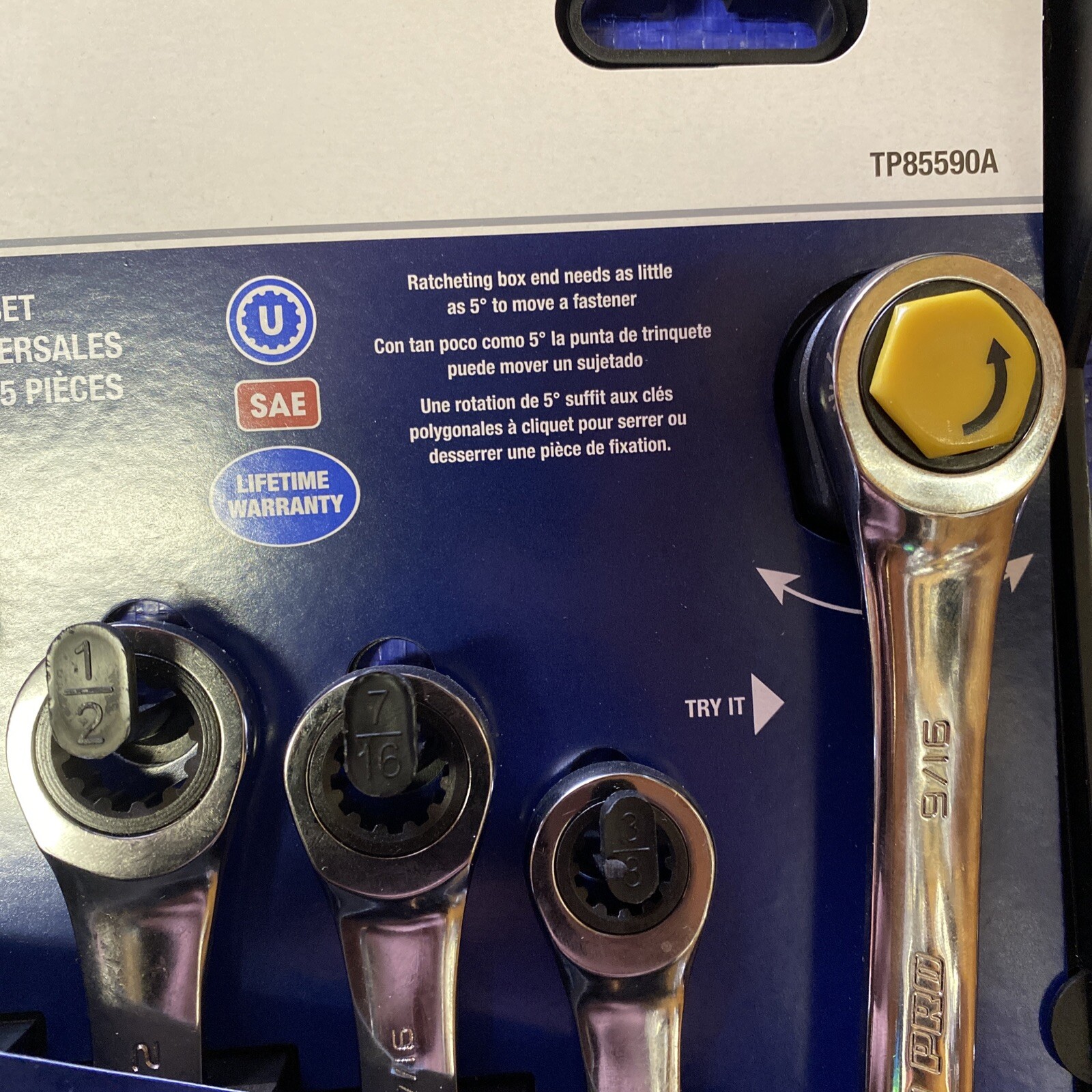 TEQ Correct Pro – 5 Pc Universal Ratcheting Wrench Set – SAE- TP85590A