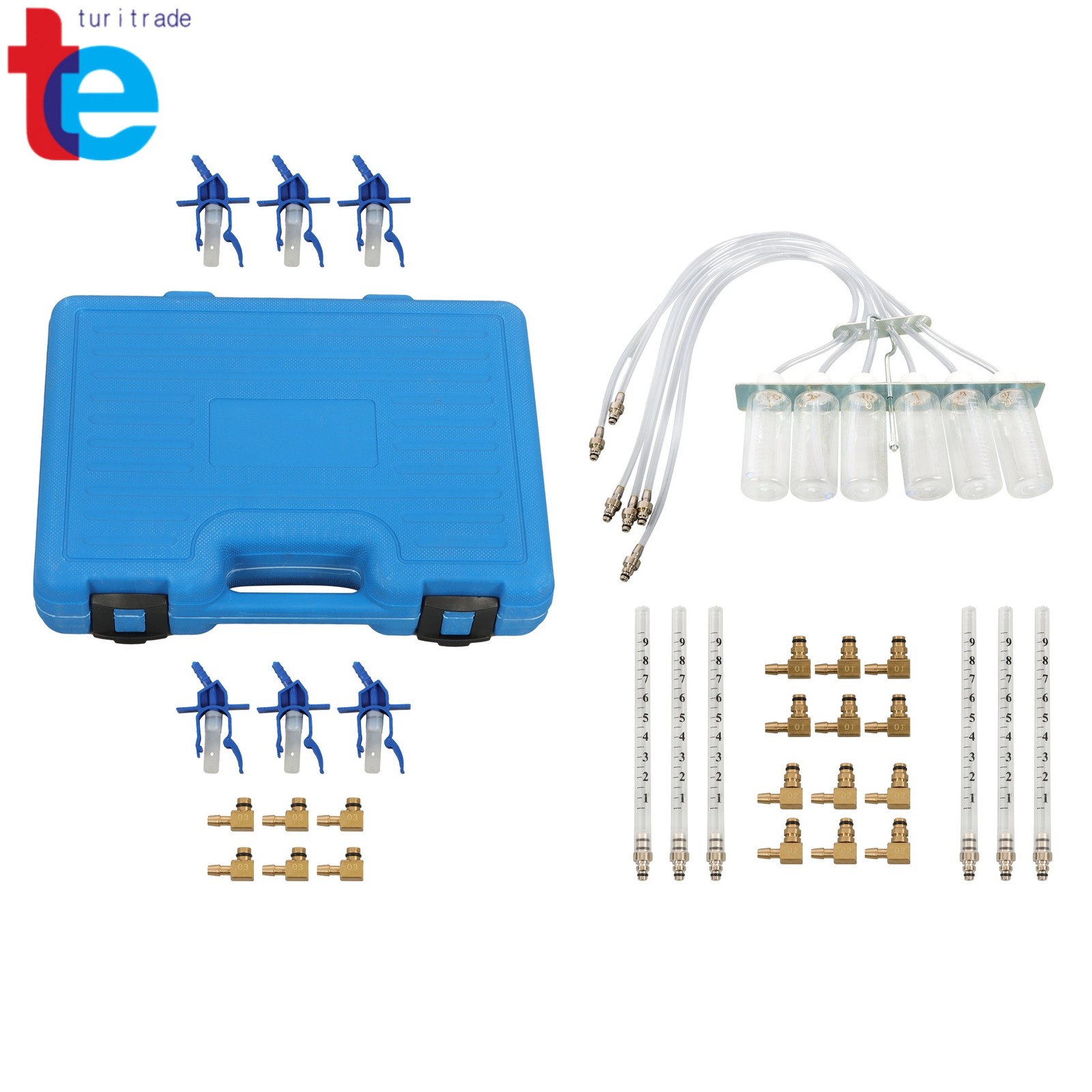 6 Cylinder Diesel Injector Flow Meter Tester Kit Common Rail Adaptor Test Tool