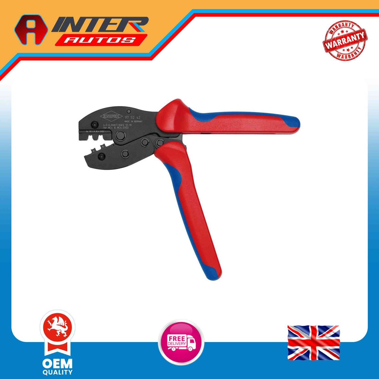 Draper KNIPEX 97 52 42 SB PreciForce® Crimping Pliers for MC4-MC4 EVO, 220mm 18