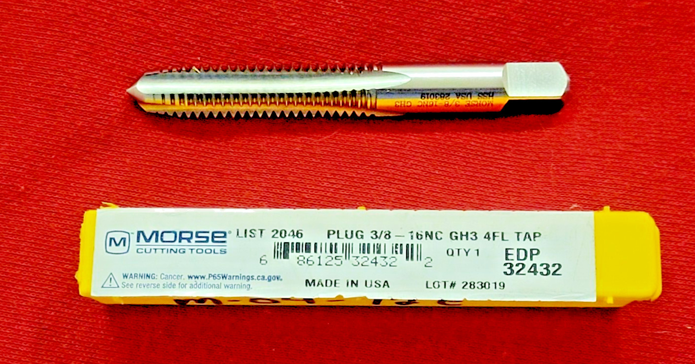 3/8-16 NC Plug Tap Morse MT3732432 Hand Tap 4FL RH USA GH3